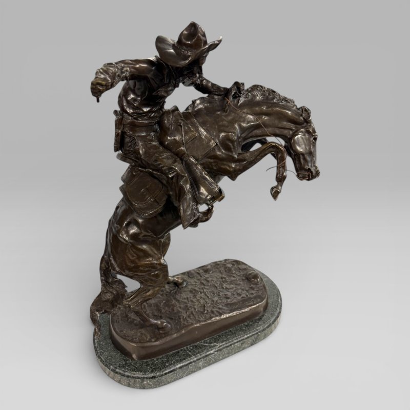 Large Cowboy Bronze ‘Bronco Buster’ After Frederic Remington, Early–Mid 20th - Image 3
